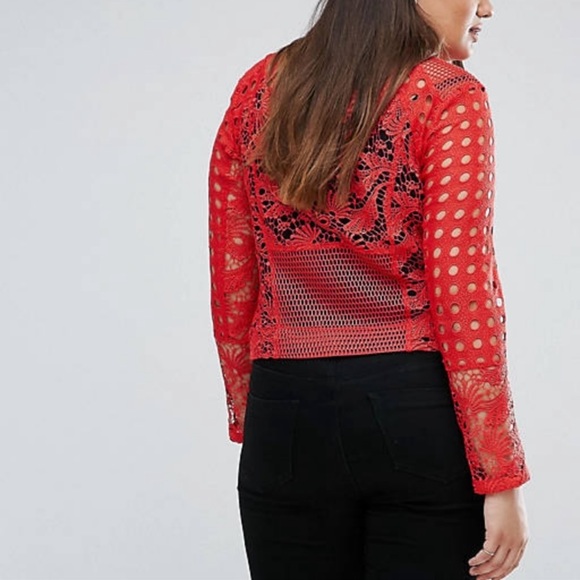 ASOS CURVE Mixed Lace Panel Jacket - Picture 3 of 14